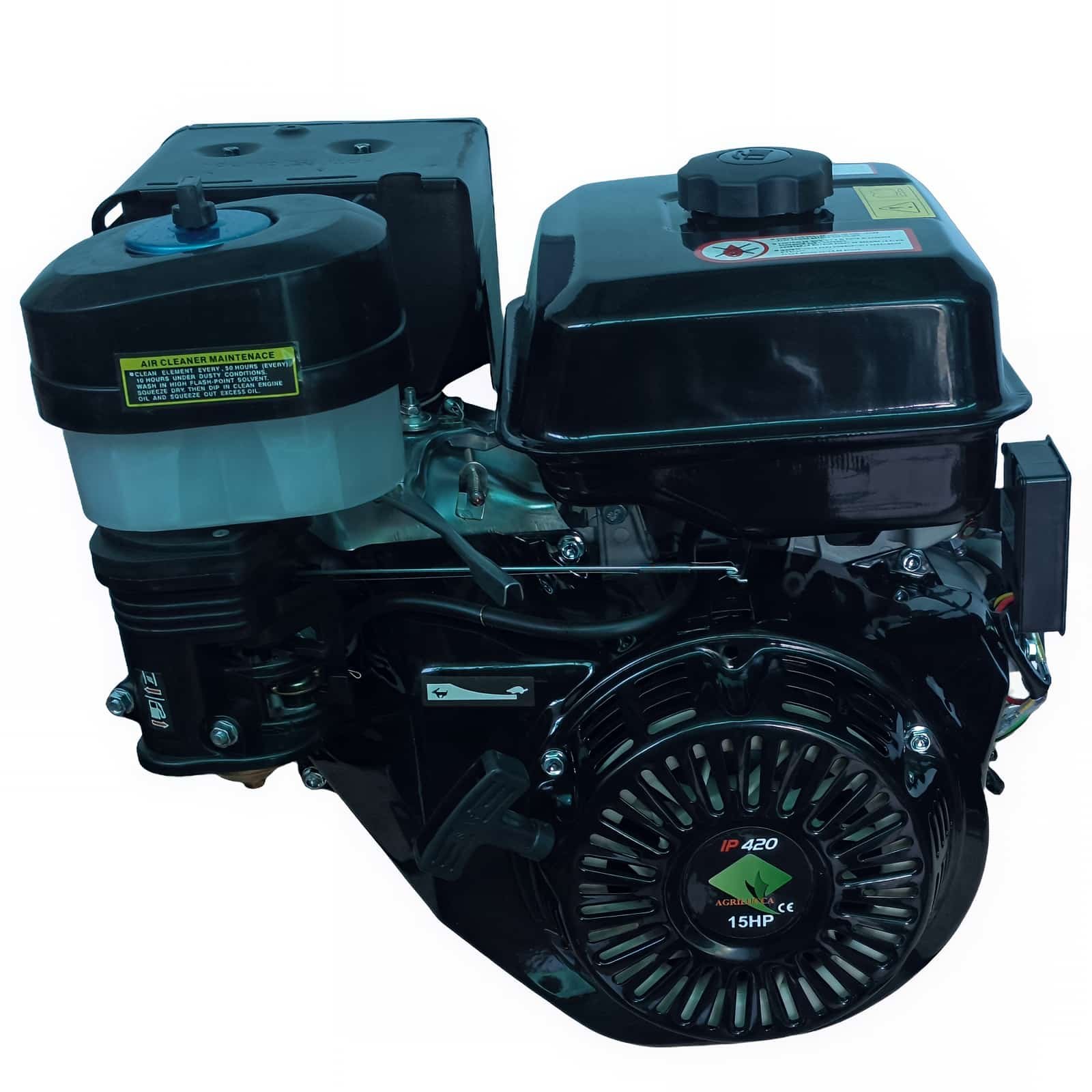 Motore a scoppio 15 hp avvio elettrico e filtro aria olio IP420 12 alt=Motore a scoppio 15 hp filtro aria olio e batteria IP420
